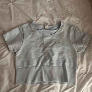 Light Blue Ribbed Athletic Top